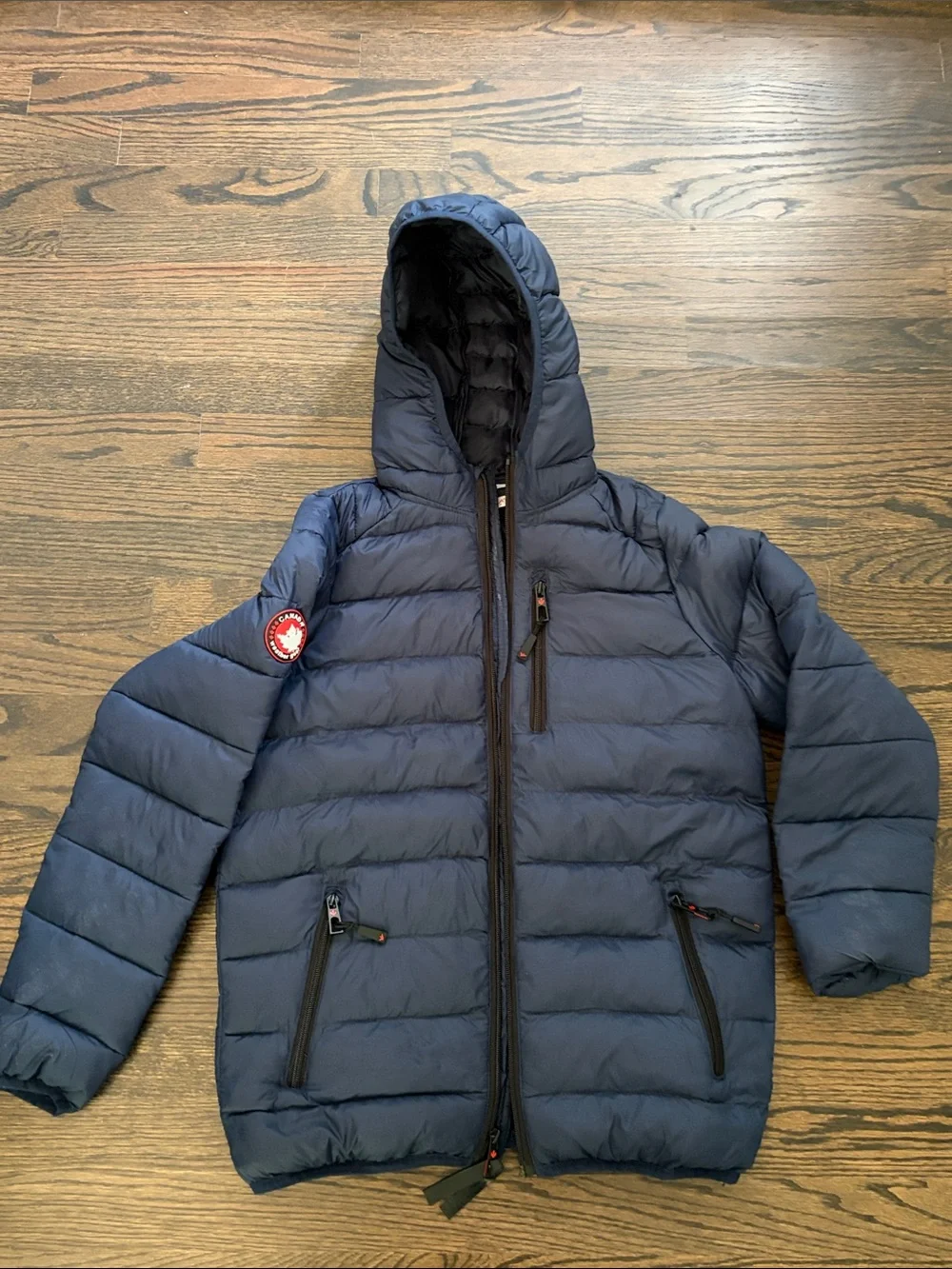 Canada Weather Gear Hooded Jacket Winter Coat Navy Blue L With Travel Bag